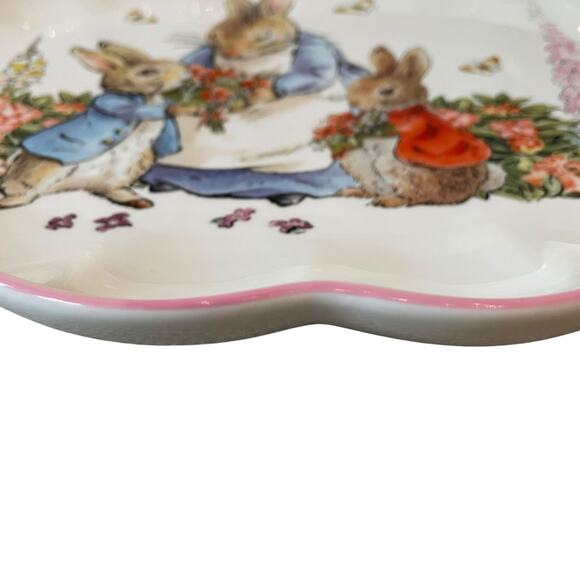 Zrike Beatrix Potter Peter Rabbit OVAL SERVING PLATTER Easter 14" Pink Edge NEW - Picture 16 of 16